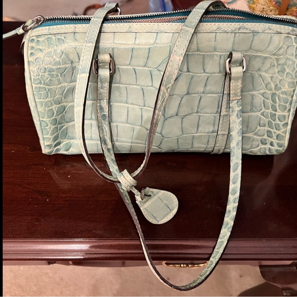 Dooney & Bourke Chic Embossed Nile Collection Barrel Bag color I call seafoam